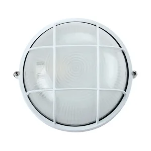OKRUGLA VANJSKA ZIDNA LAMPA S PREGRADOM I MREŽOM BIJELA MAX 60W IP44