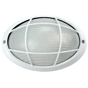 OVALNA VANJSKA ZIDNA LAMPA S PREGRADOM I MREŽOM BIJELA MAX 60W