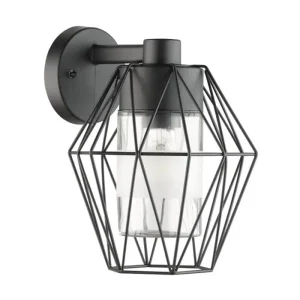 VANJSKA ZIDNA LAMPA 1xE27 ČELIK/CRNA/STAKLO CANOVE