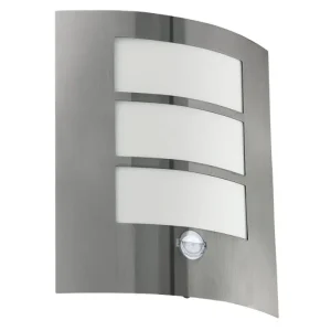VANJSKA ZIDNA LAMPA 1xE27 SA SENZOROM, INOX CITY