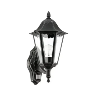 VANJSKA ZIDNA LAMPA 1xE27 SENZOR, CRNA/SREBRNA NAVEDO