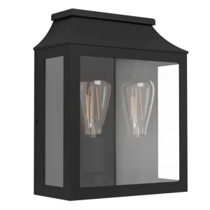 VANJSKA ZIDNA LAMPA 2xE27 ALU GUS/CRNA SONCINO
