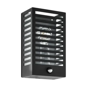 VANJSKA ZIDNA LAMPA 1xE27 SA SENZOROM, IP44, CRNA, ALAMONTE 3